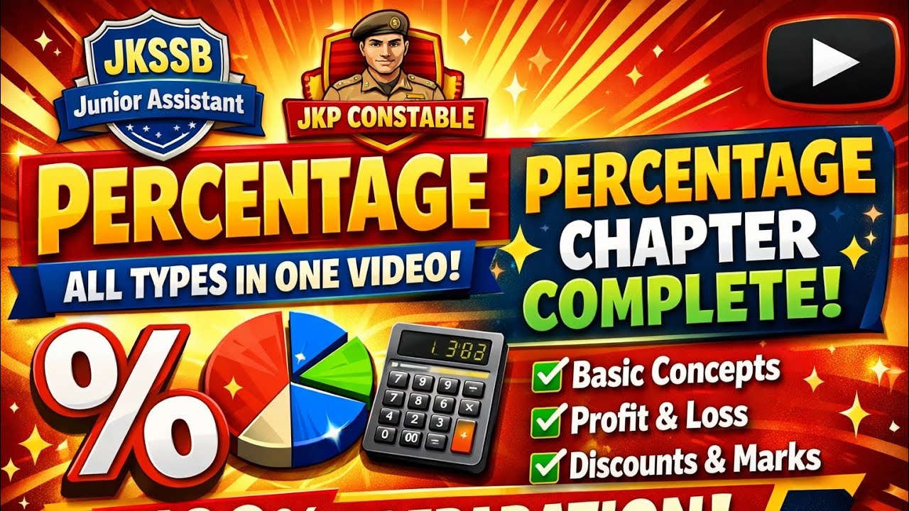  jkssb junior assistant Percentage #ssc #maths #jkssb Percentage revision class