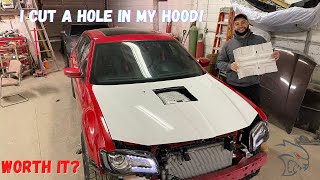 MY 1 OF 1 CHRYSLER 300 REDEYE GETS A CUSTOM HOOD! **NEW HOOD STILL ON ORDER 😡** Chrysler 300c Split Hood