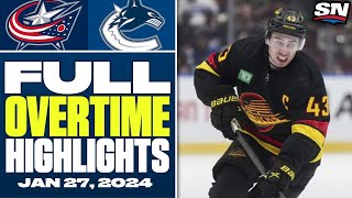 Columbus Blue Jackets at Vancouver Canucks | FULL Overtime Highlights - January 27, 2024