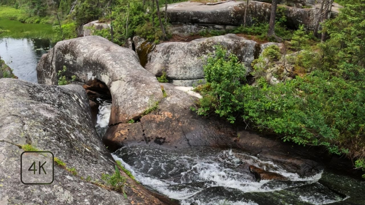 Glacial Rock Formations - Waterfall Sounds ASMR - Boreal Forest Walk - Nature Sounds for Relaxation