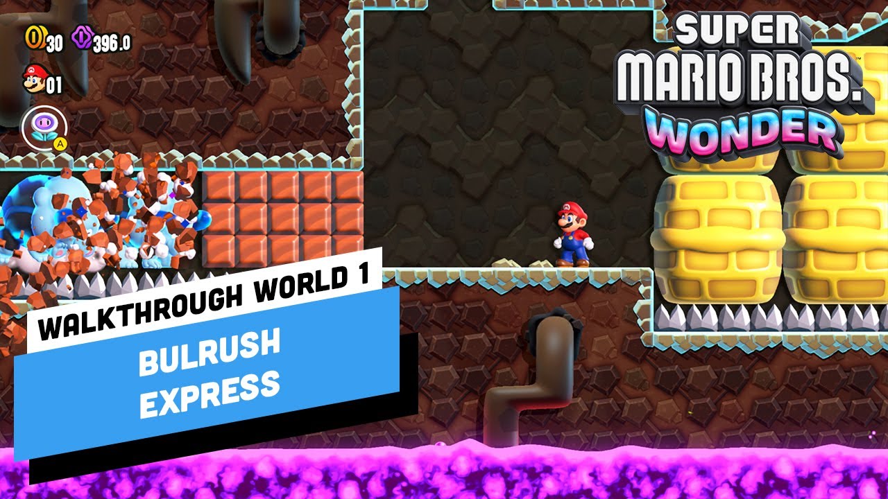 Super Mario Bros. Wonder – Bulrush Express World 1 Walkthrough | Mario Gameplay