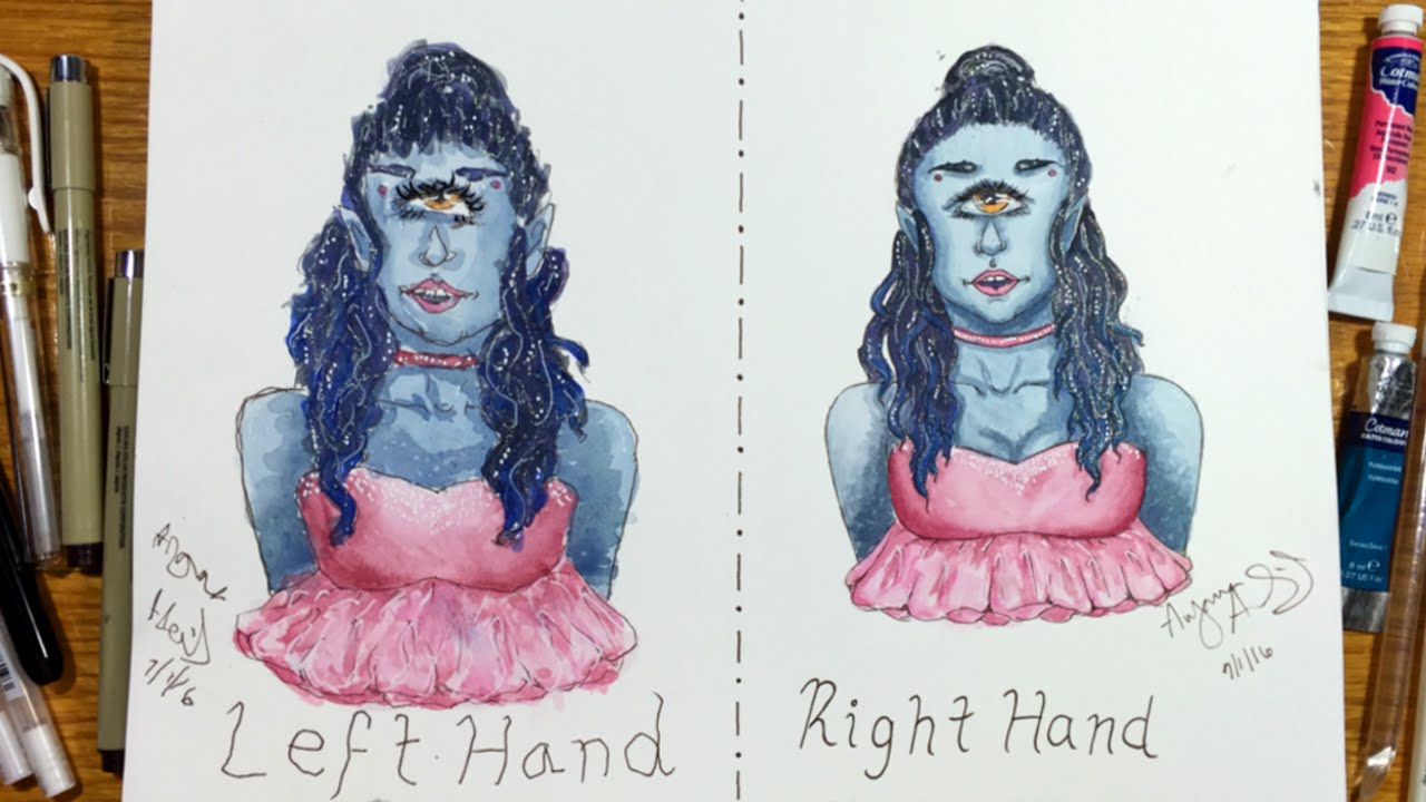 NONDOMINANT Hand Drawing Challenge (Left Hand Challenge) Watercolor