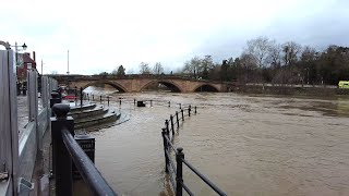 Bewdley: River Severn Very High - Flood Barriers Up   12th Jan 2023