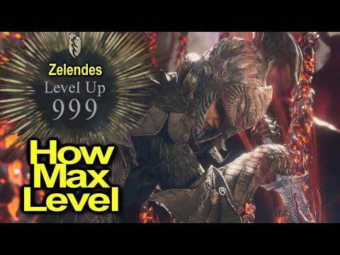 A dark armored knight on a red-lit throne beside a Level Up 999 badge and the words How Max Level