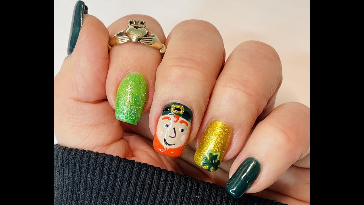 4. "Green and Gold Leprechaun Nail Art" - wide 6