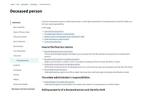 What does the IRS website say about taxes for a deceased person?