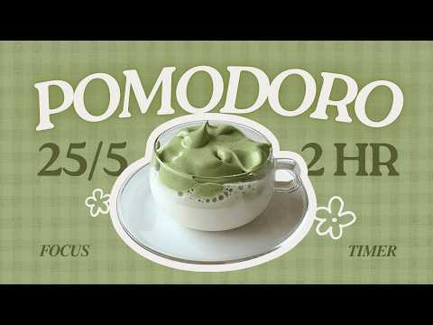 𝙢𝙖𝙩𝙘𝙝𝙖 𝙙𝙖𝙡𝙜𝙤𝙣𝙖 𝙡𝙖𝙩𝙩𝙚 🍵 𝟸𝟻/𝟻 𝟺𝚂𝙴𝚃𝚂 𝟸𝙷𝚁 | pomodoro focus timer | cozy cafe music | study with me