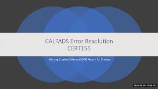 CALPAD Error Resolution CERT155