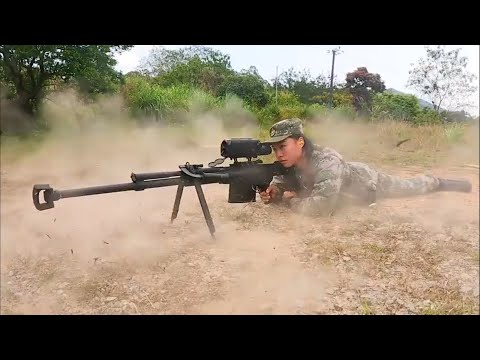 【解放军061】不做漂亮的花瓶！实拍驻港部队美丽女兵挑战大口径狙击步枪，屏气凝神一击直中靶心。