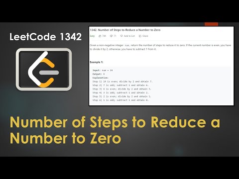 LeetCode 1342  Number of Steps to Reduce a Number to Zero