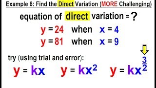 Algebra - Ch. 33: Variation (11 of 13) Example 8: Find the DIRECT Variation (CHALLENGING)