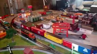 My HO model railroad layout with an Amtrak Superliner train!