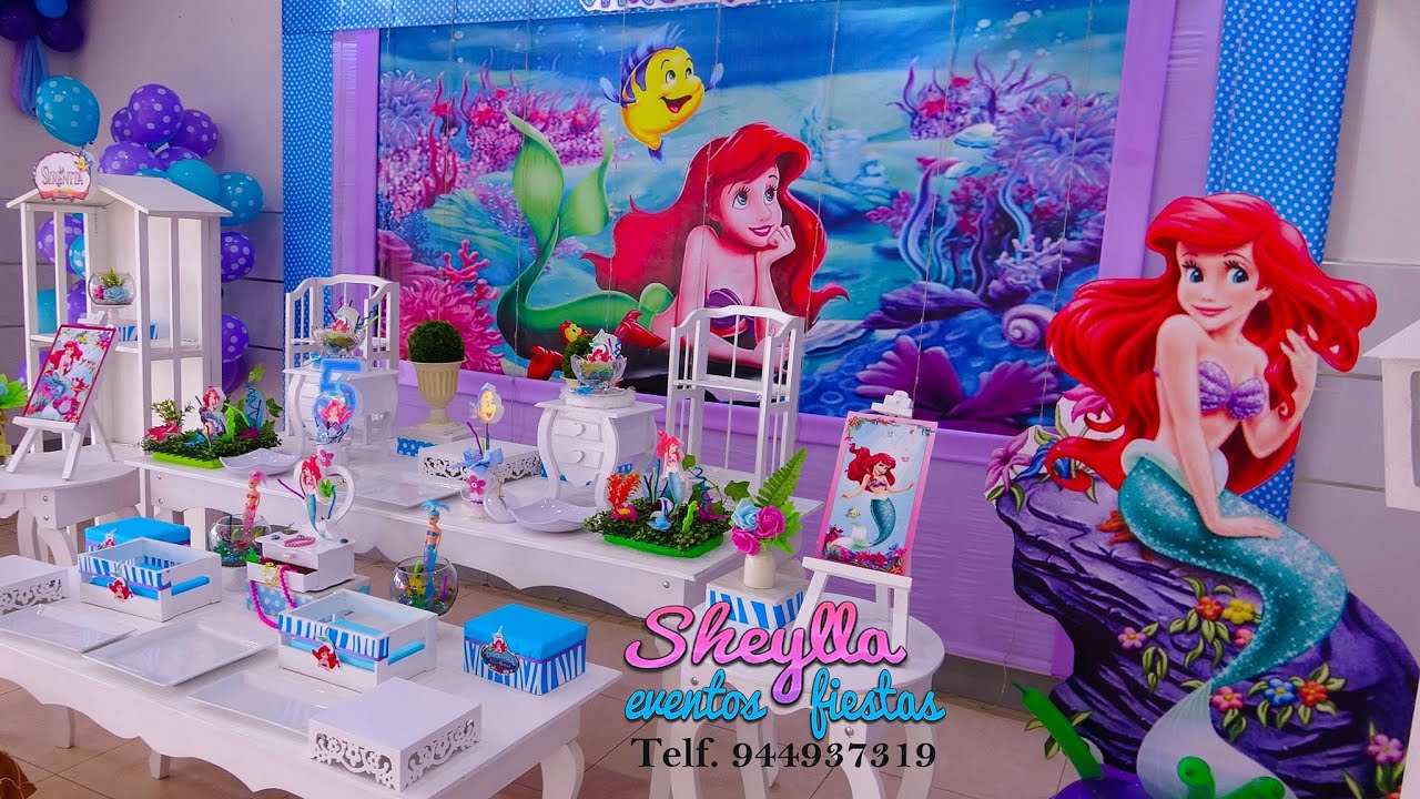 cascada ensillar Restringir La Sirenita Ariel, decoración de fiesta de cumpleaños, fiesta de niñas -  YouTube