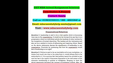 ORGANISATIONAL BEHAVIOUR – DEC. 2017 1ST SEMESTER SOLVED ASSIGNMENT SOLUTION
