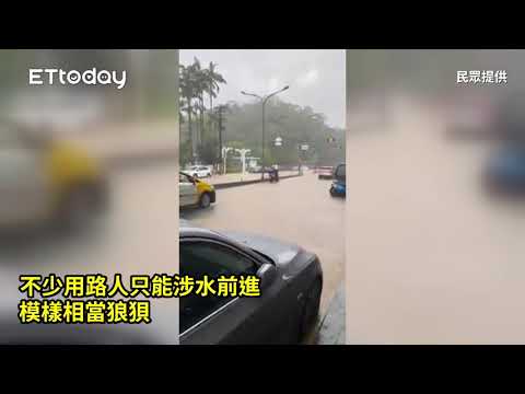 大雨狂炸！北市文山區「黃泥水」淹馬路　駕駛涉水前行秒拋錨…崩潰哀號