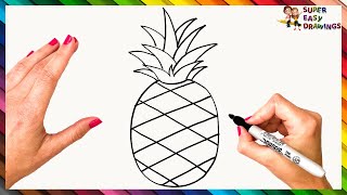 How To Draw A Pineapple Step By Step 🍍 Pineapple Drawing Easy