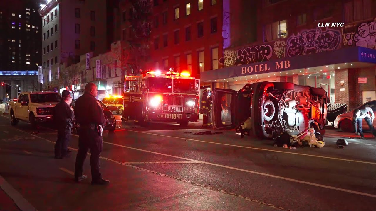 Innocent Parked F150 Pickup Truck Gets Hurt by Overturned Honda SUV