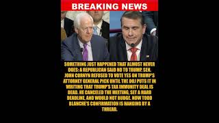 BREAKING: Trump's AG Pick Todd Blanche Hits a Wall as GOP Senator Refuses to Vote YesTrump's....