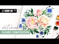 Painting a Simple Floral Composition - Watercolour Live Painting- July 18