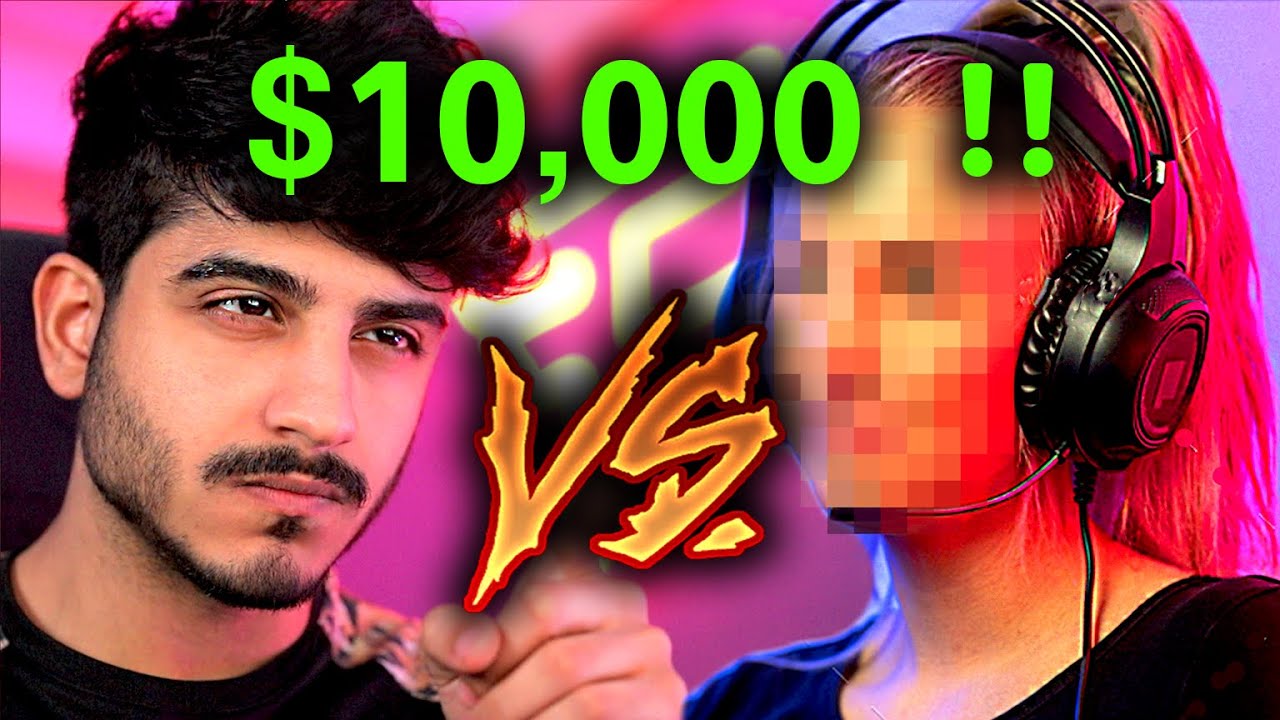 بنت تتحداني على 10,000$ 1v1 a Girl