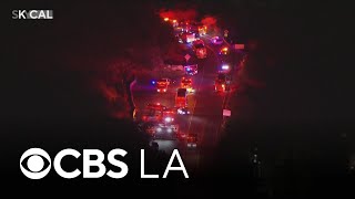 At least 4 trapped after car goes off side of Angeles Crest Highway in La Canada Flintridge