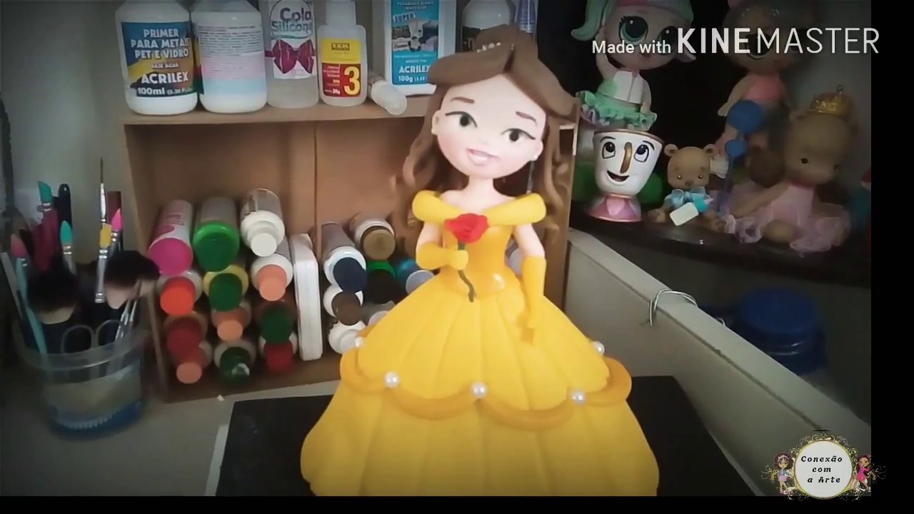 princesa Bela  em Biscuit com 23 cm passo a passo