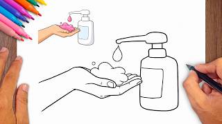 How to draw Hand Sanitizer - Easy Drawing for Kids & Beginners
