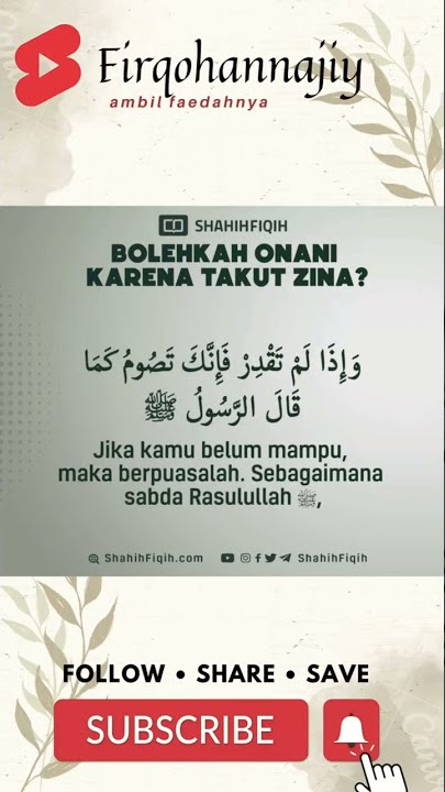 bolehkah onani karena takut zina? #audiodakwah #zina #onani #dosa #shorts