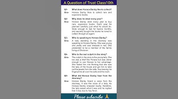 A Question of Trust #Question answer #Class10th English #Short  #ytshorts