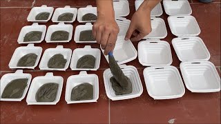 Excellent Cement Craft tips! How to make pots - Ideas from foam boxes, Plastic plates and Cement