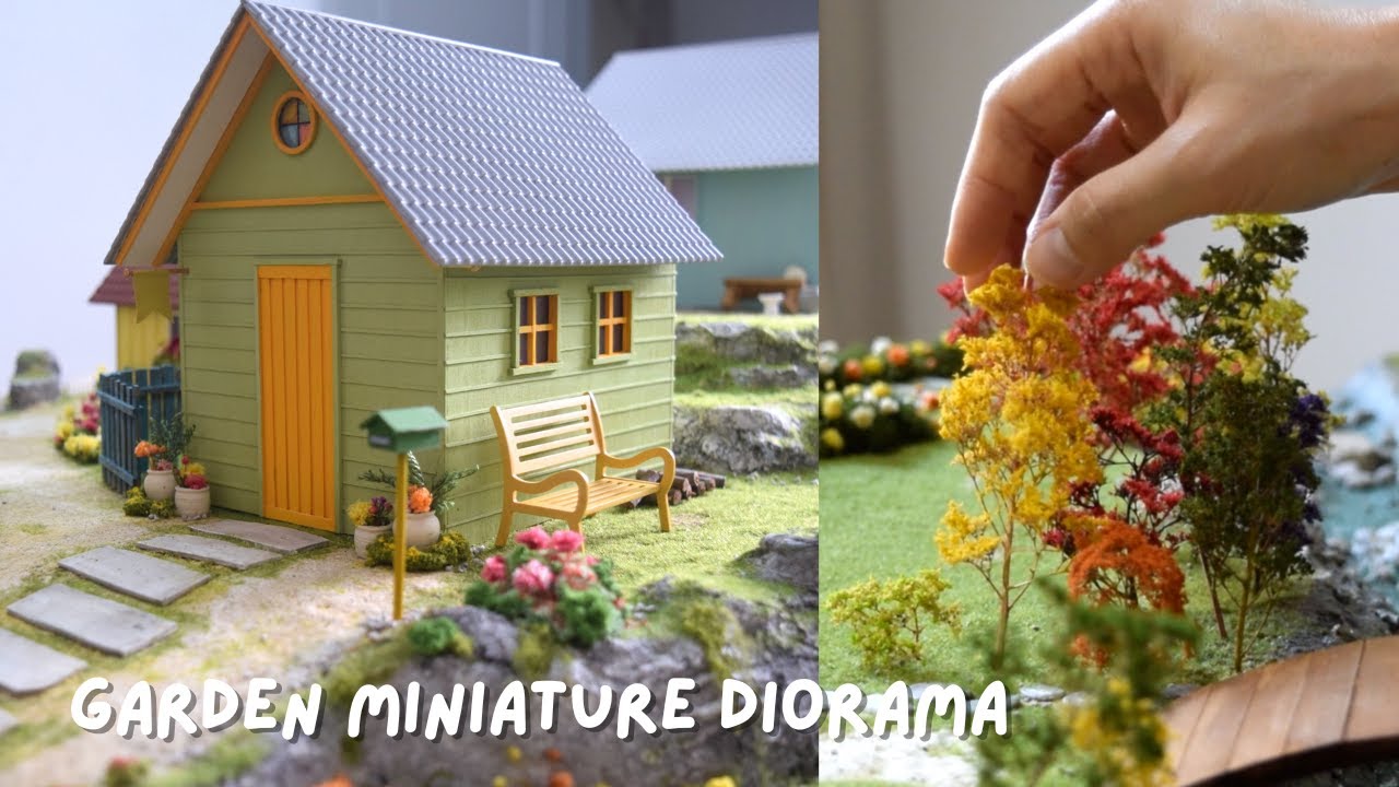 Miniature Garden Diorama - Wood Cottage and Garden Scenario DIY | Picoworm