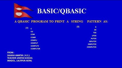 A QBASIC PROGRAM TO PRINT GIVEN STRING PATTERN