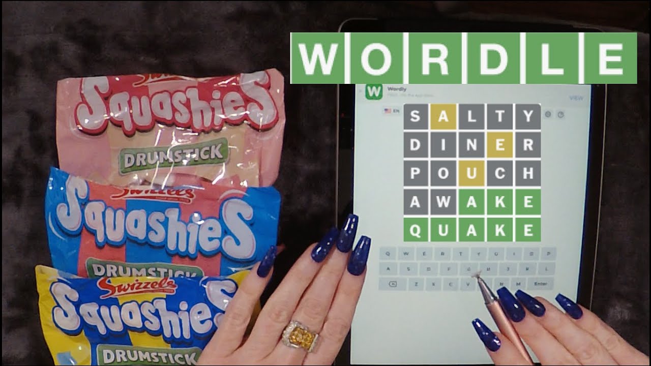 ASMR Eating Squashies & WORDLE on iPad | Whispered Game Play
