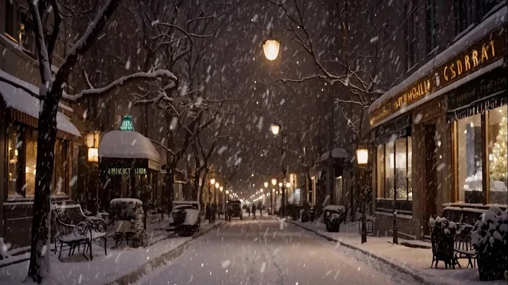 Snowy, Quiet Night Street | Sounds of Falling Snow 8 hours