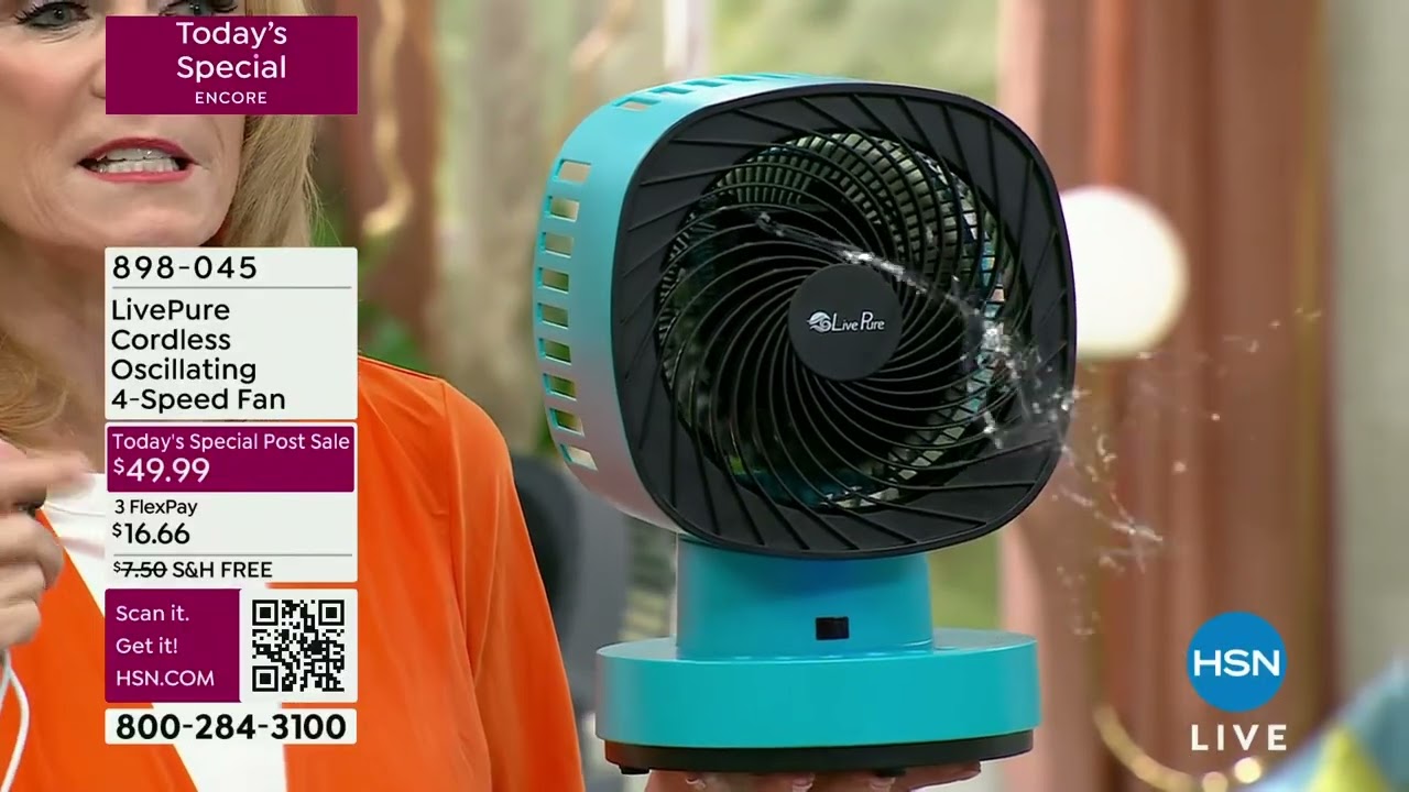 LivePure Cordless Oscillating 4Speed Fan