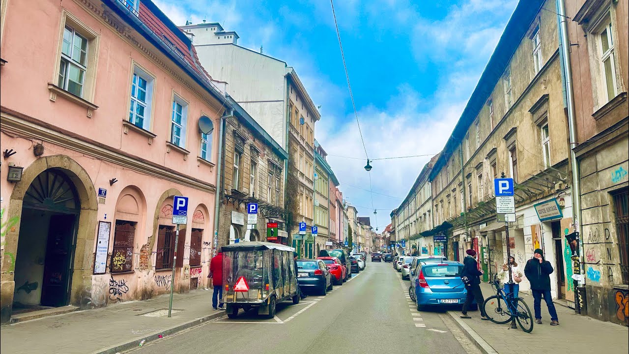 Krakow Poland, Kazimierz district in the spring afternoon【4K Walking Tour】