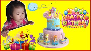 Happy Birthday Anna Tròn 2 Tuổi Với Nến Sáng - Bánh Kem Gấu