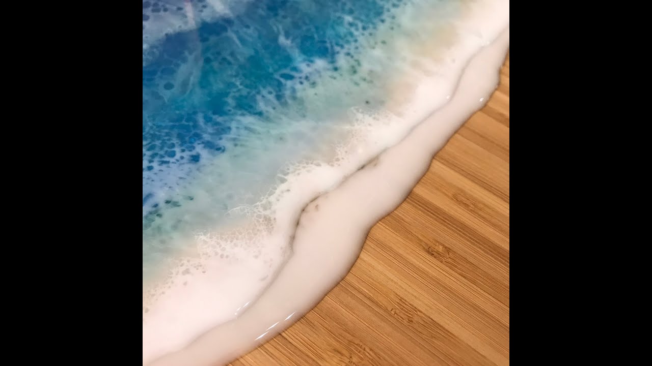 Beach waves with resin  آمواج البحر بالريزن على الخشب