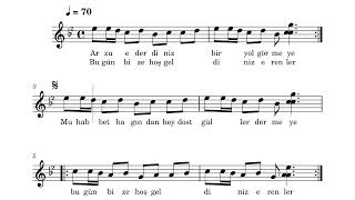 Arzu ederdiniz bir yol görmeye - Solfej ve Nota Çalışması (Kısa Sap Bağlama)