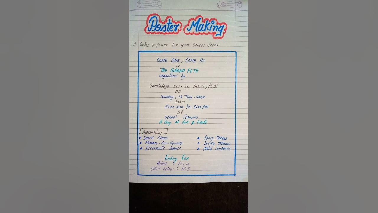 Poster making class 6,7,8,9,10,11,12 format l poster writing kaise likhate hain l #poster #shorts