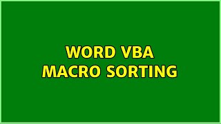 word VBA macro sorting
