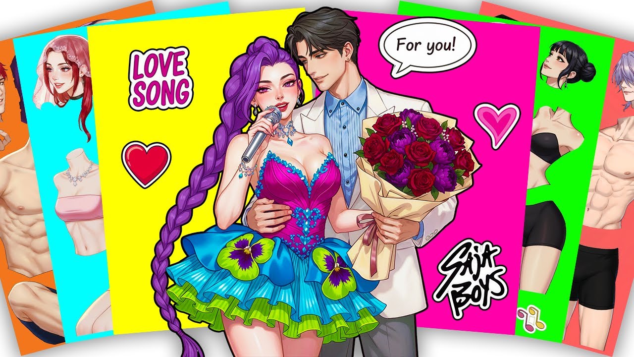 Melody of Love! 🎤❤️ Singer HUNTRIX RUMI x SAJABOYS JINU - KPOP DEMON HUNTERS | Sticker Book DIY