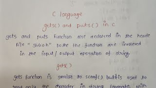 Gets( ) and Puts ( ) in C Language|| Diffination of Gets( ) and Puts ( ). | By Cse Code ...