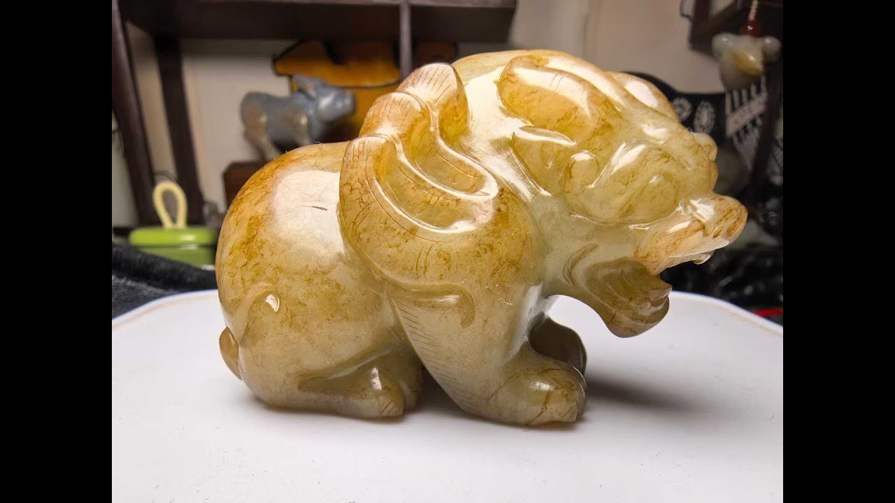 美術品 『清・和田玉細密彫・沁色自然・透空彫・寿桃・根付・裝