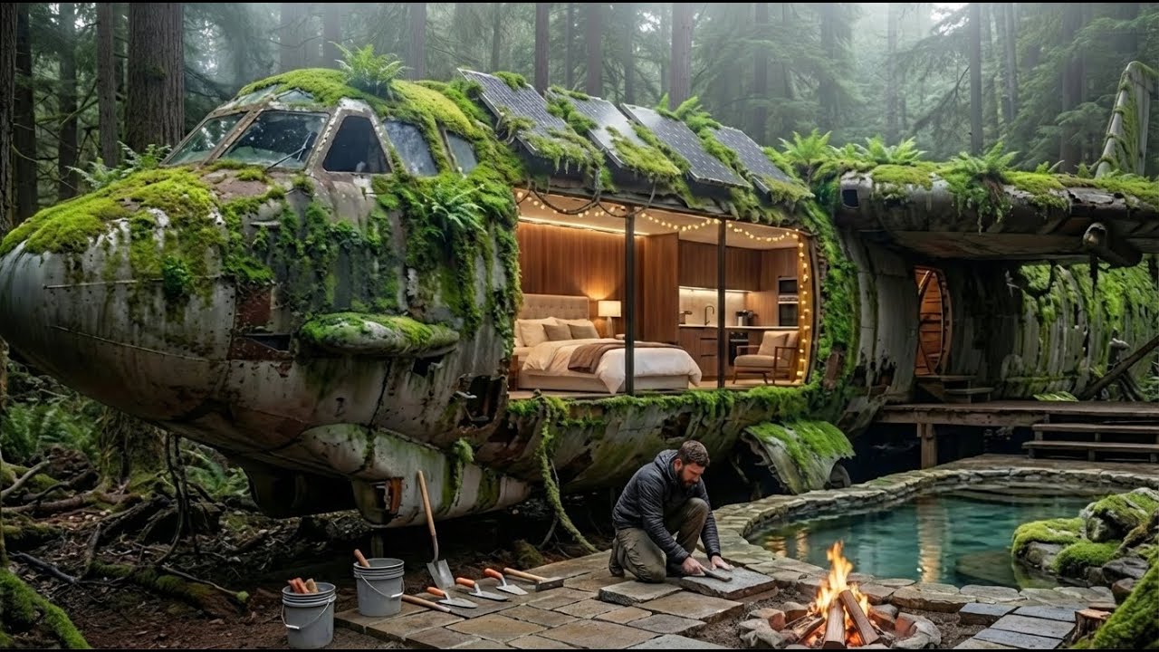 I Built a Secret House Inside a B-52 Plane | Full ASMR Silent Build