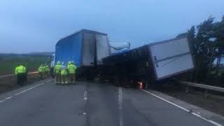 Scotland battered by stormy conditions as lorries blown over