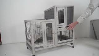 How to Build a Coziwow 37″L Wooden Rabbit Hutch, Large Bunny Cage With Wheels, Gray | CW12F0417