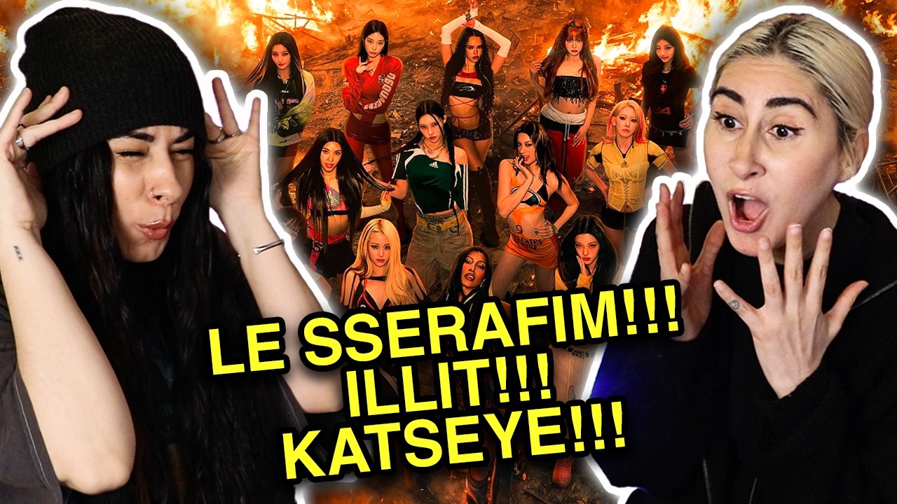 Cover GAYS REACT TO LE SSERAFIM (르세라핌) x ILLIT (아일릿) x KATSEYE (캣츠아이) 'ICONIC BY MISTAKE' Official MV