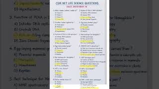 CSIR NET life science 2025 december questions #CSIRNET​#CSIRNETLifeScience​#CSIRNETDecember2025​