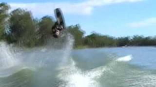 Wakeboard backroll attempts